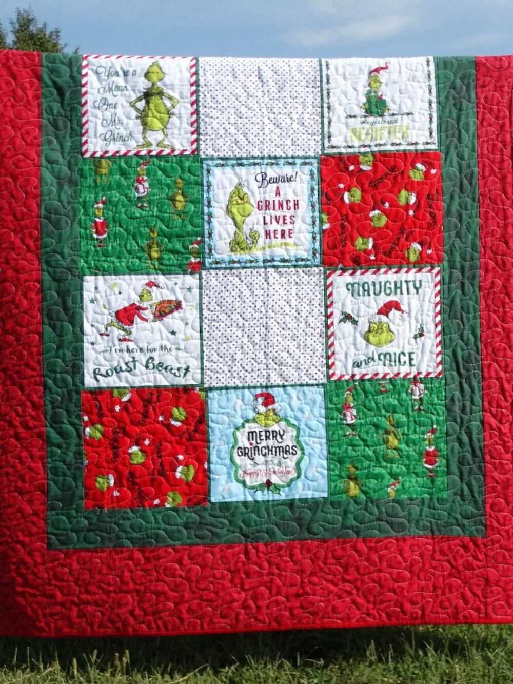 Handmade Quilt How the Grinch Stole Christmas finished quilt